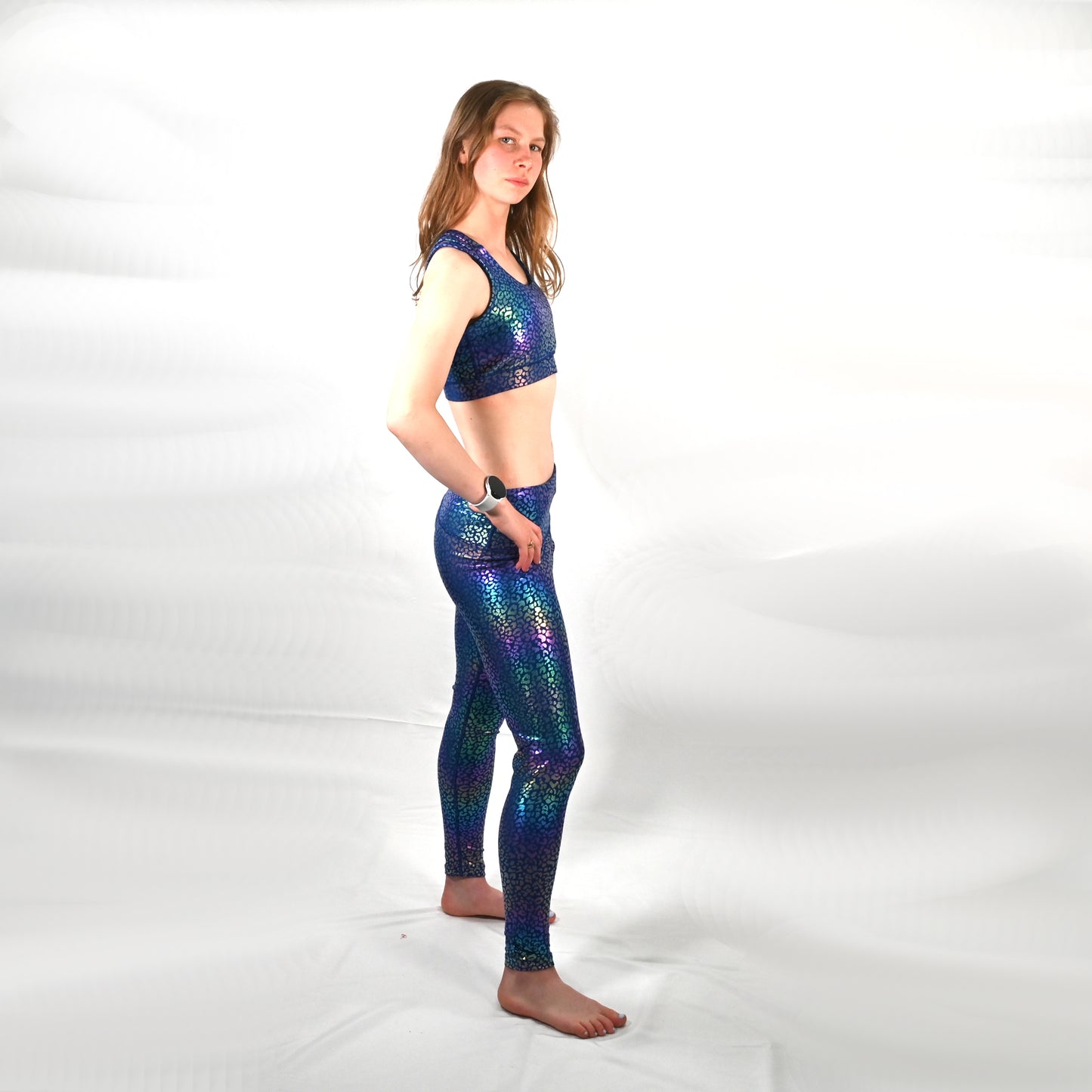 Premium Metallic & High-Shine Foils Print Leggings with Bra
