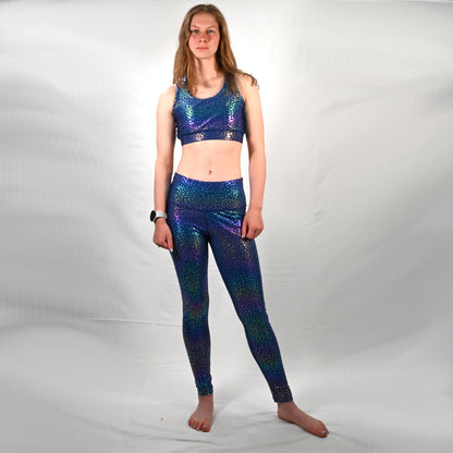 Premium Metallic & High-Shine Foils Print Leggings with Bra