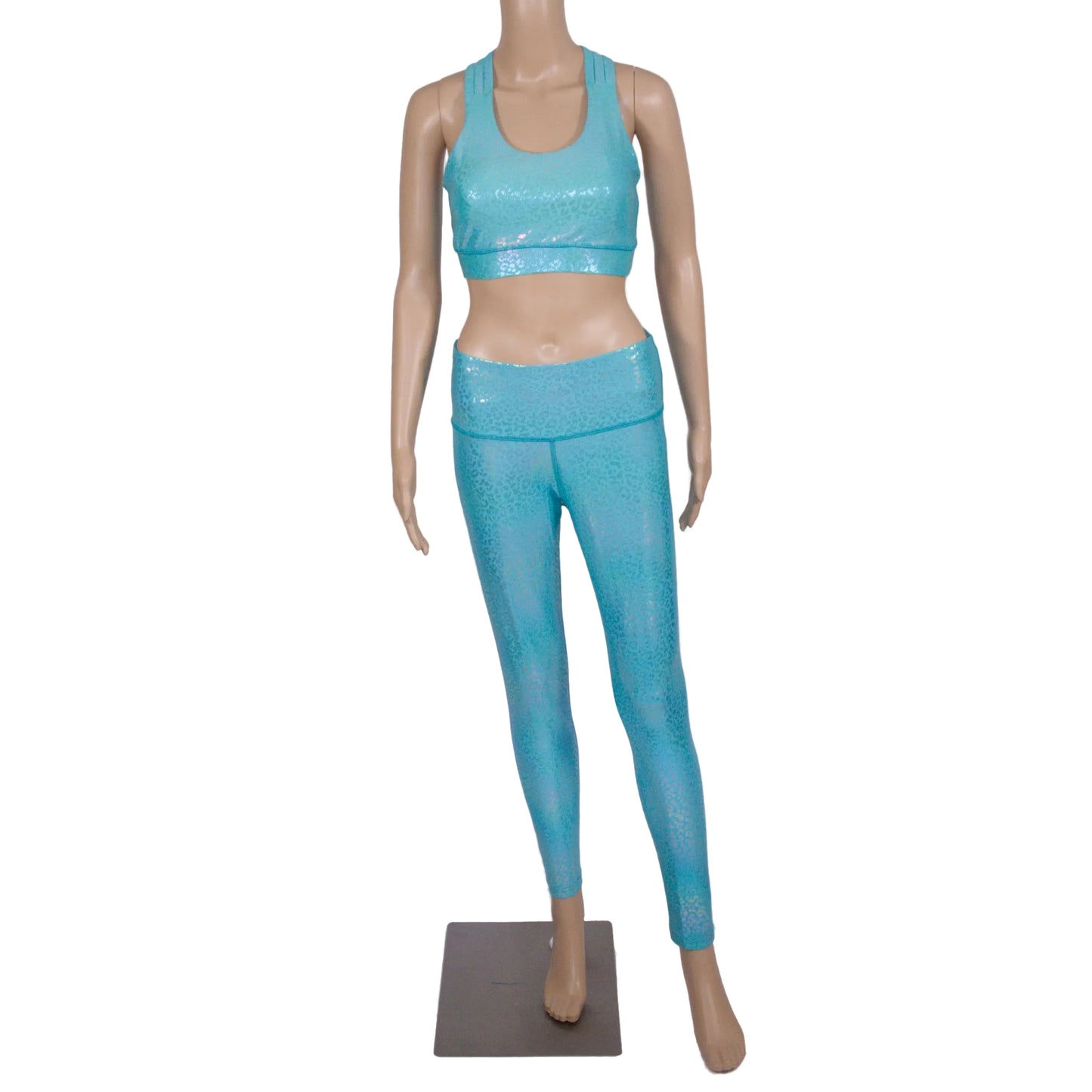 Premium Metallic & High-Shine Foils Print Leggings with Bra