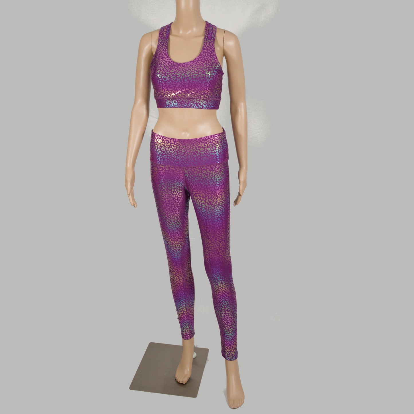 Premium Metallic & High-Shine Foils Print Leggings with Bra