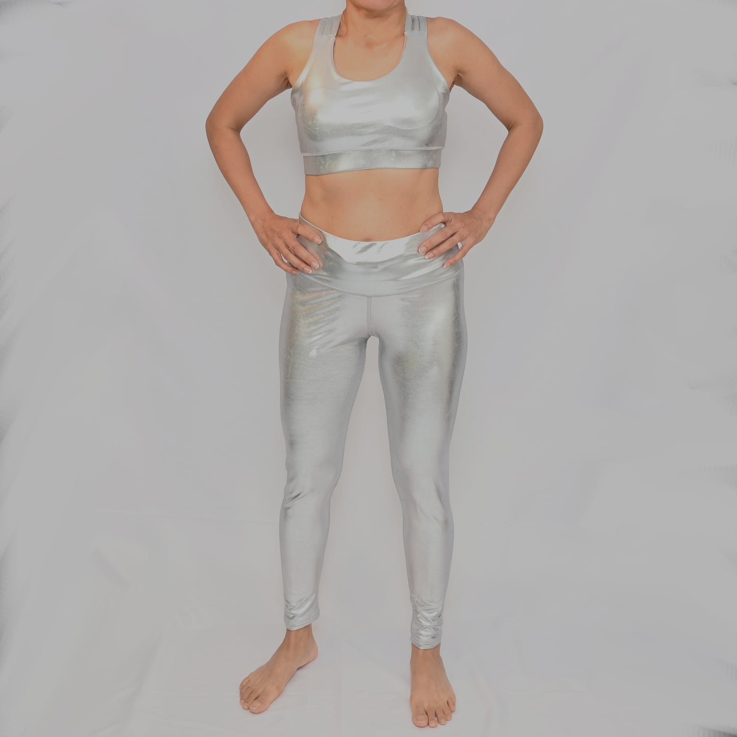 Shiny Metallic Wet look Leggings and Bra